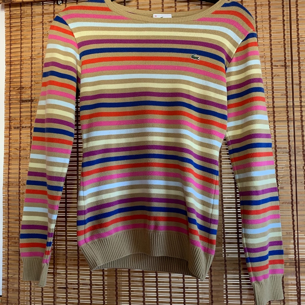 Vintage Lacoste sweater with colorful stripes
